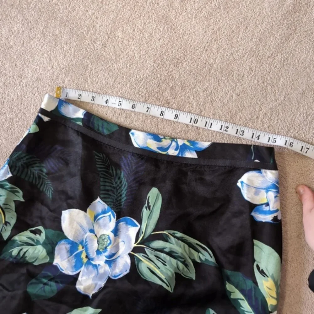 Banana Republic Floral Tropical Hawaii Garden Summer Satin Pencil Skirt 10 - Picture 4 of 9